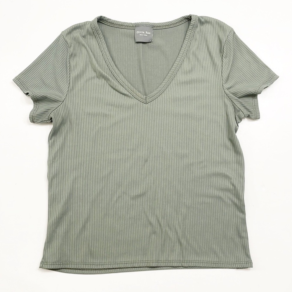 Olivia Rae green ribbed top
